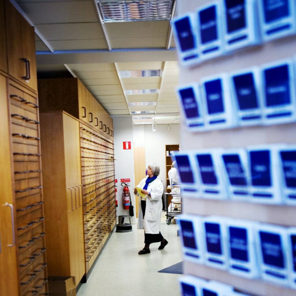 Female scientist working in pharmacy